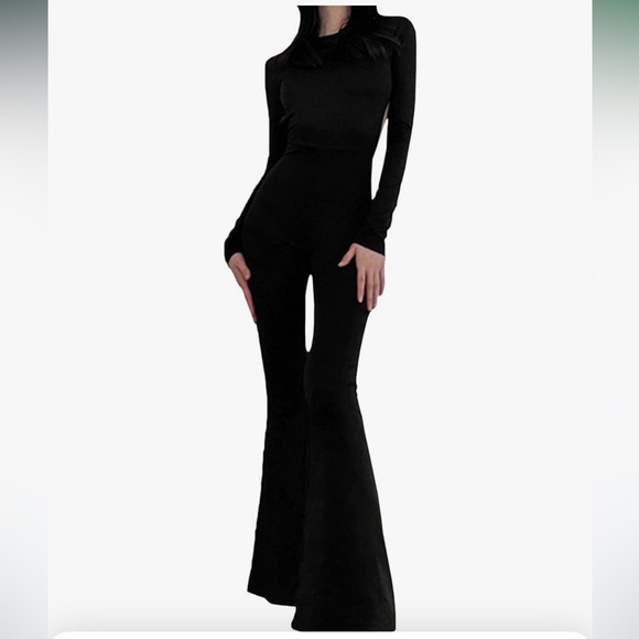 bell bottom jumpsuit romper stretch pants yoga sexy y2k flared pantsuit backless